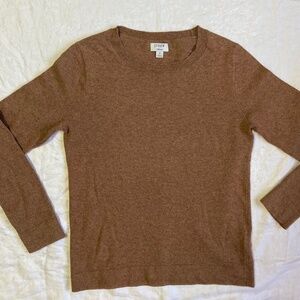 J Crew Women's Camel Teddie Sweater Cotton-Wool Blend Crewneck Pullover Size S